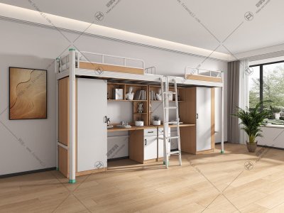 钢木组合公寓床